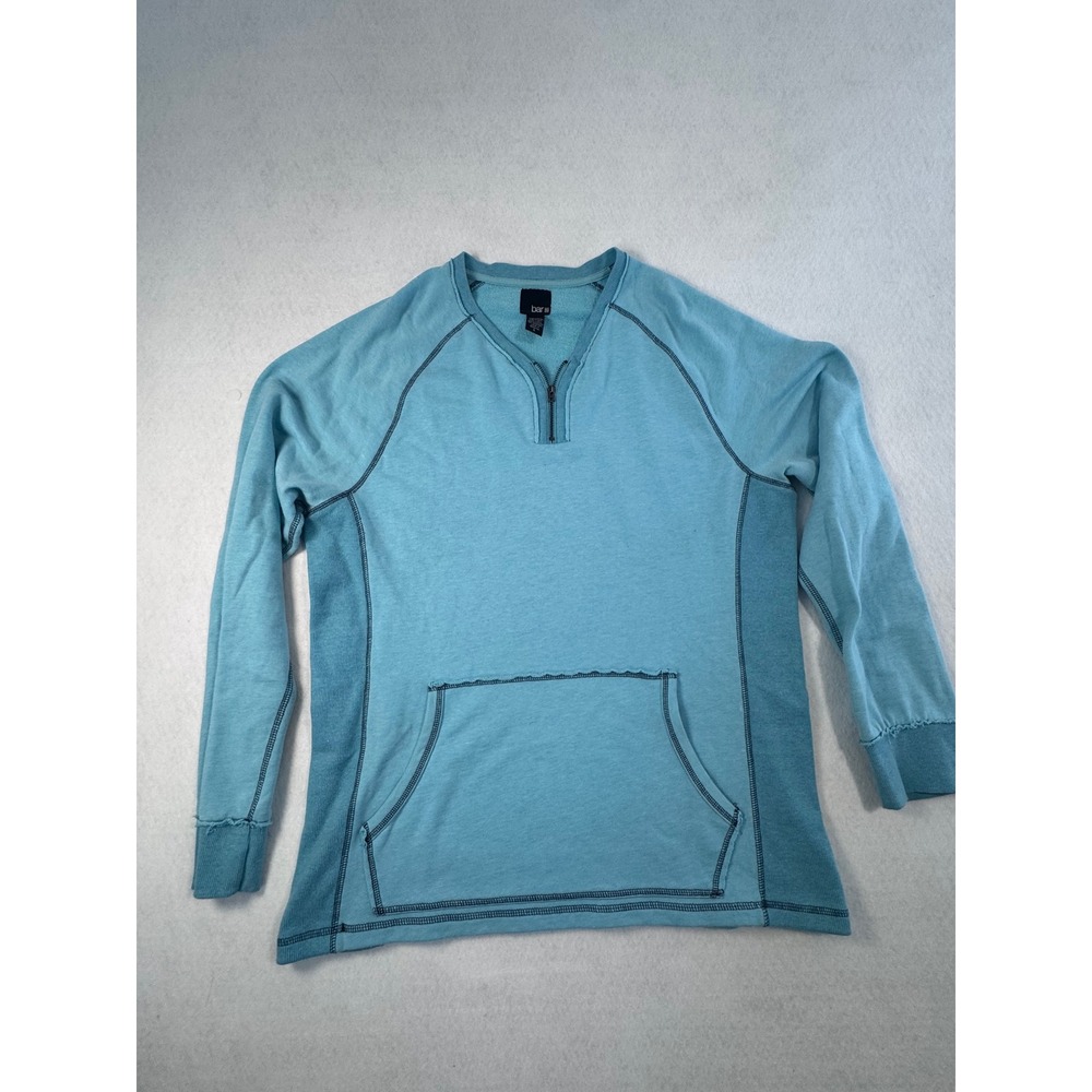 Bar III Womens Turquoise Blue Quarter Zip Pullover Sweatshirt Kangaroo Pocket L